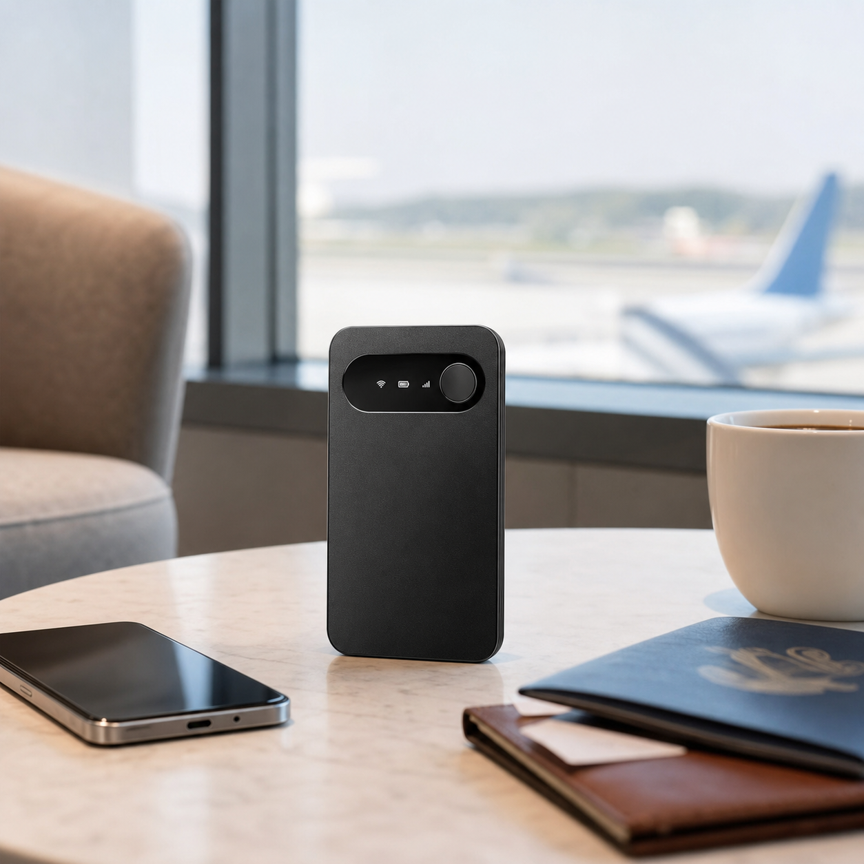 Portable WiFi hotspot ready for travel connectivity